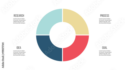 Business infographics. Circle with 4 parts, options. Vector template.