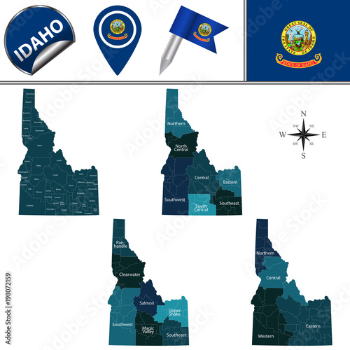 Map of Idaho with Regions