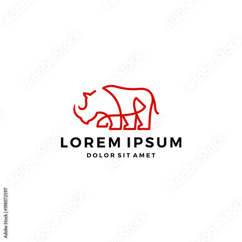 rhino outline line art monoline logo vector download