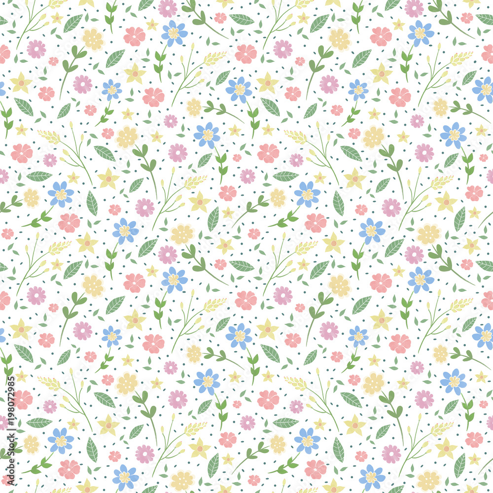 Seamless pattern with flowers. Romantic flower background.