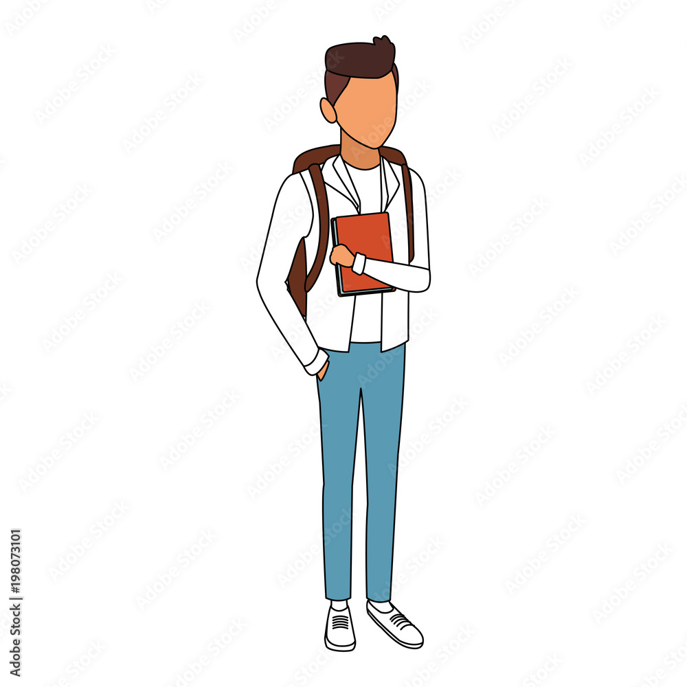 Young male student cartoon vector illustration graphic design Young male student cartoon vector illustration graphic design