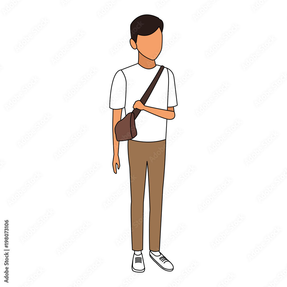 Young male student cartoon vector illustration graphic design