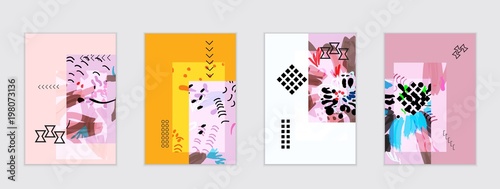 Set of artistic abstract universal card templates