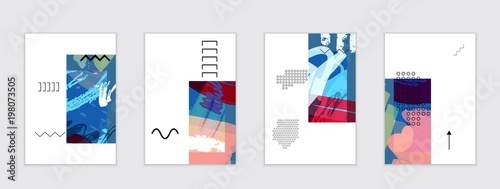 Set of artistic abstract universal card templates