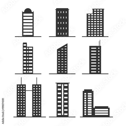 Set of Modern Office Tall Building for Icon  Infographic design.