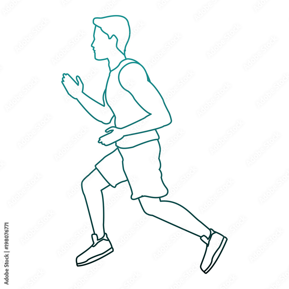 Fitness man running cartoon vector illustration graphic design