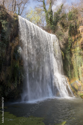 Waterfall in the stone monastery in Aragon