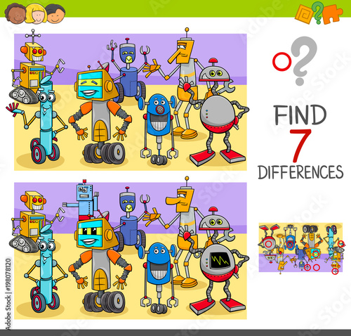 find differences game with robot characters