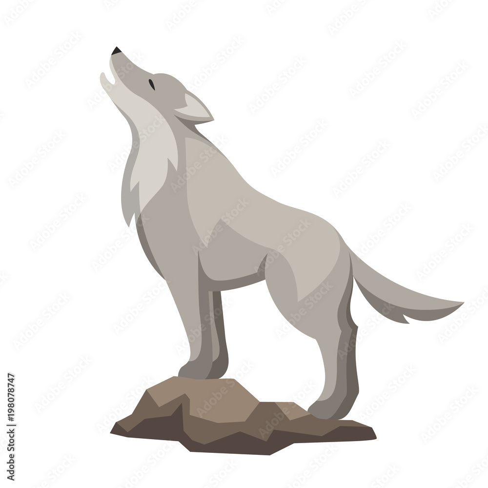 Fototapeta premium Stylized illustration of wolf. Woodland forest animal on white background