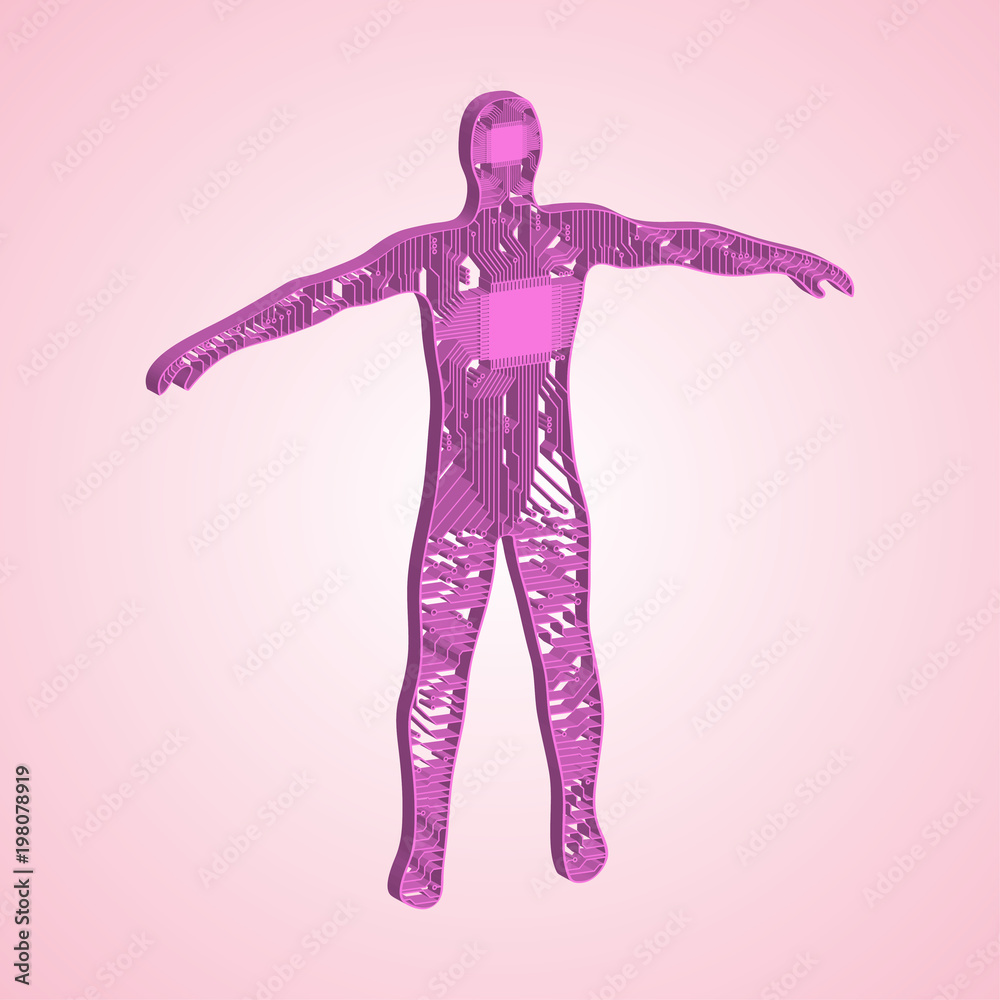 People in the form of electronic circuits. Electronic technology. Chip people. Vector scheme. People in the form of electronic circuits. Electronic technology. Chip people. Vector scheme.