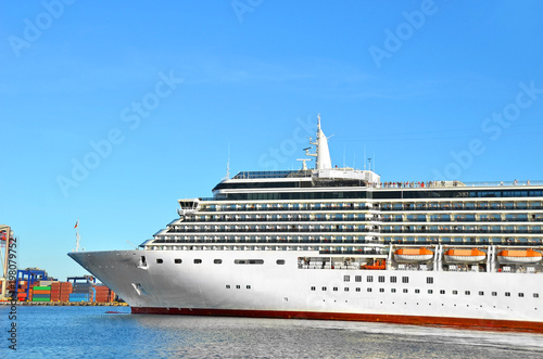 Cruise travel ship in port