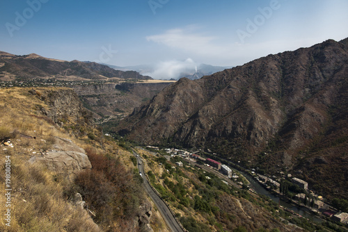 Mountain panorama from the area of Alaverdi in Armenia