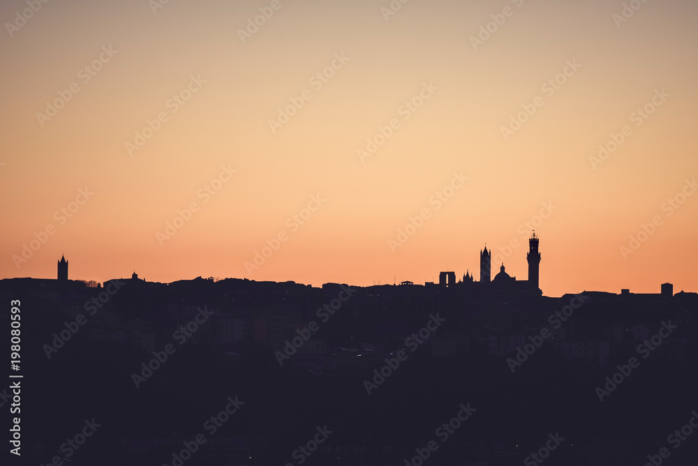 Scenic view of Siena downtown at sunset