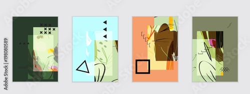 Set of artistic abstract universal card templates