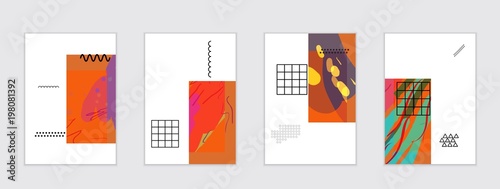 Set of artistic abstract universal card templates