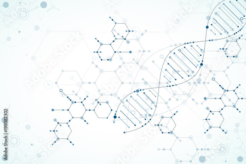 Science template, wallpaper or banner with a DNA molecules. photo