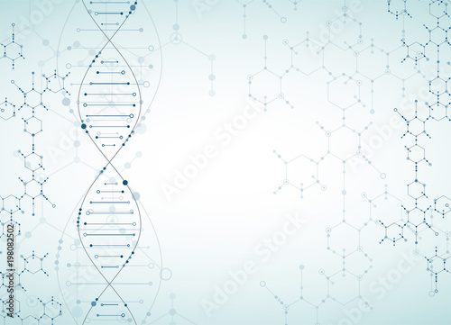 Science template, wallpaper or banner with a DNA molecules.