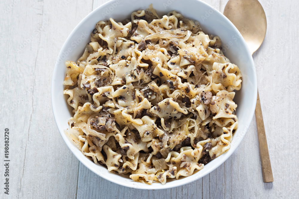 Lazanki - Small flat noodles with cabbage and mushrooms