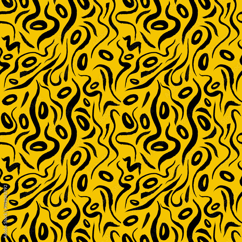 Yellow alga seamless pattern with natural watercolor illustrations of seaweed on the paper. Amazing for textile, wallpapers, greetings card, web, backgrounds, labels.