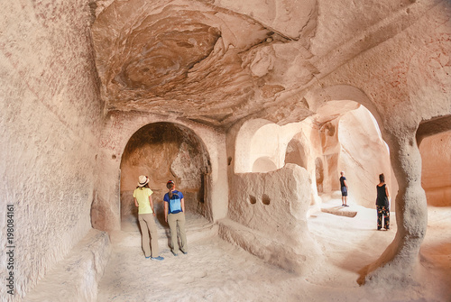 Famous tourist attraction cave underground city in Cappadocia, Turkey photo