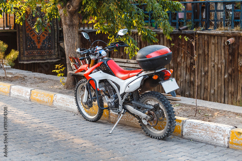 Sport motorcycle parked on street