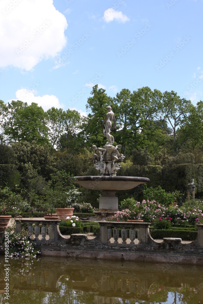 Fototapeta premium fountain Ocean by Giambologna (sculpture of Neptune surrounded by water deities) in Boboli Gardens, Florence, Italy