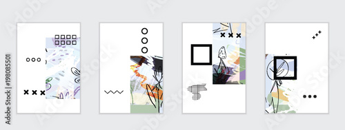Set of artistic abstract universal card templates