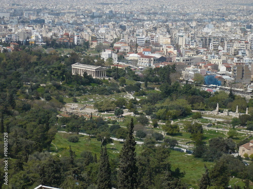 Griechische Agora von Athen von der Akropolis aus gesehen