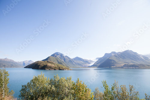 Holandsfjord and Engabreen, Svartisen glacier in Norway