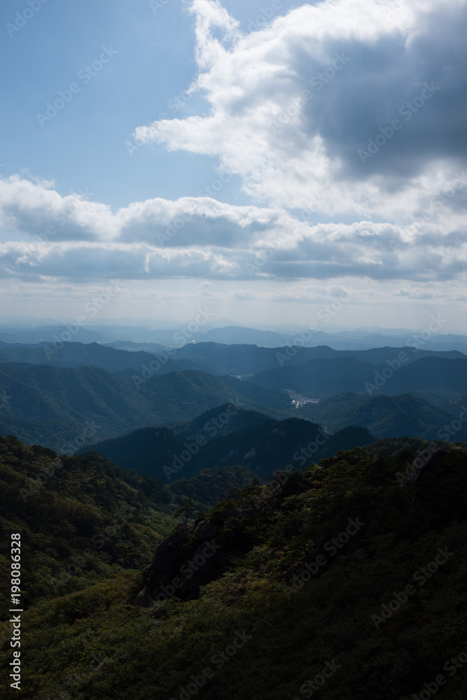 View over Songnisan national park in Korea
