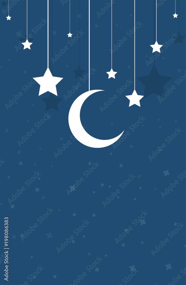 Fototapeta premium Night star moon postcard. Template. background. Vector illustration.