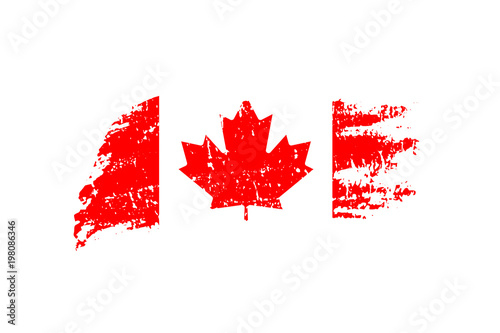 Vintage Canadian flag illustration. Vector flag of Canada on grunge texture.