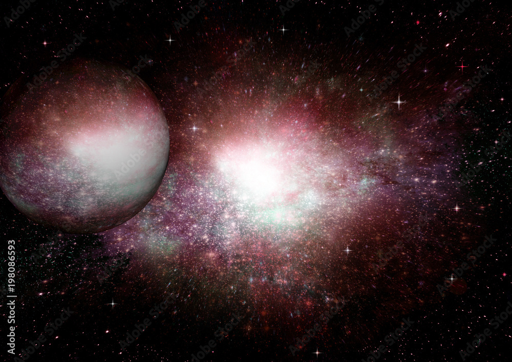 Fototapeta premium Stars, dust and gas nebula in a far galaxy