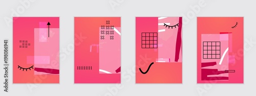 Set of artistic abstract universal card templates