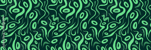 Green alga seamless pattern with natural watercolor illustrations of seaweed on the paper. Amazing for textile, wallpapers, greetings card, web, backgrounds, labels.