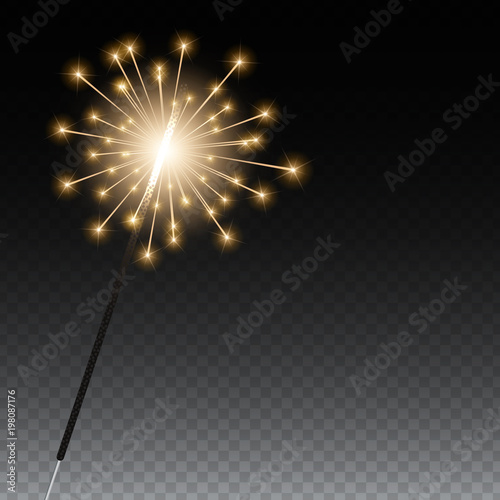 Bengal lights on a transparent background. Vector Illustration