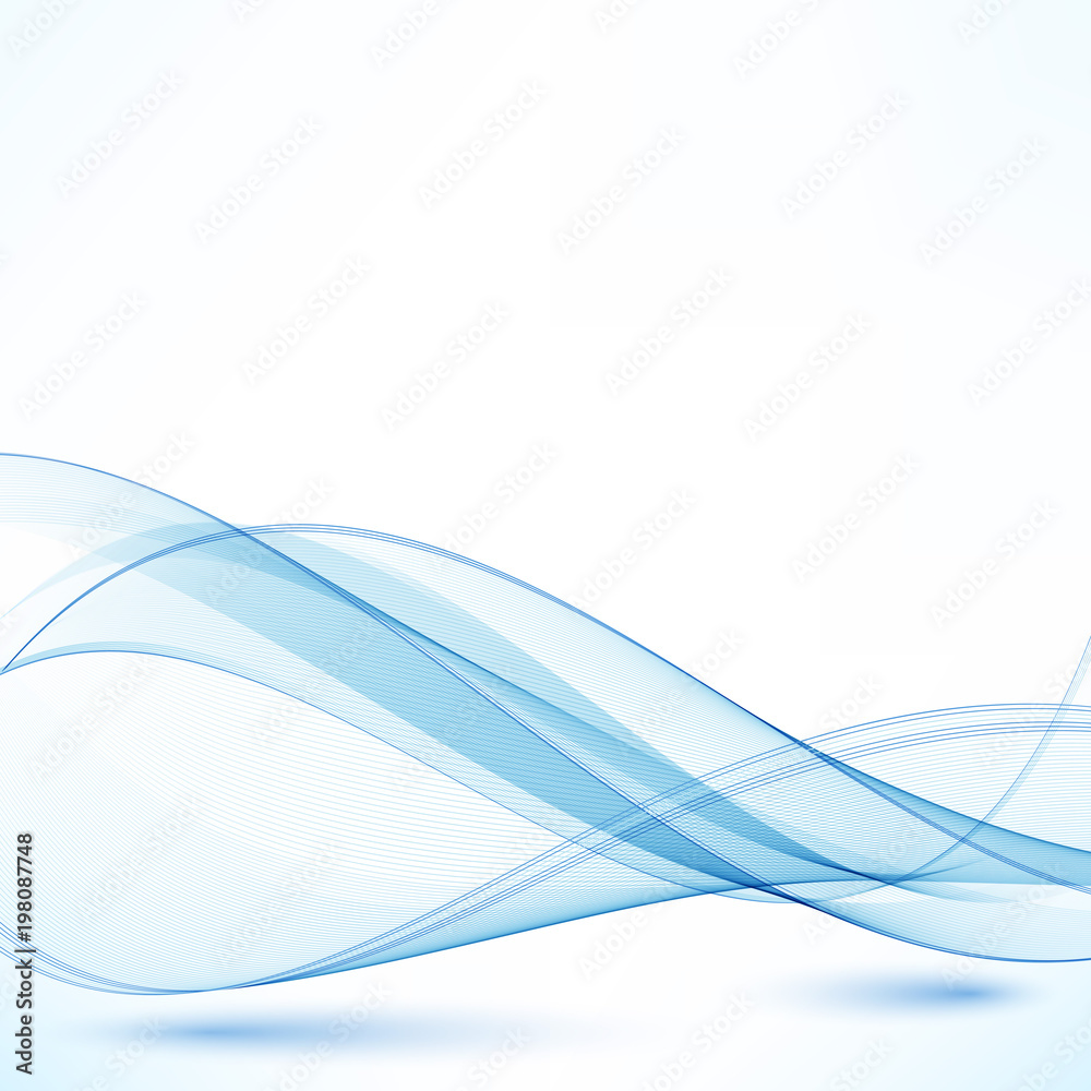 Abstract smooth color wave vector. Curve flow blue motion illustration. Smoke design. Vector lines.