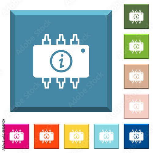Hardware info white icons on edged square buttons