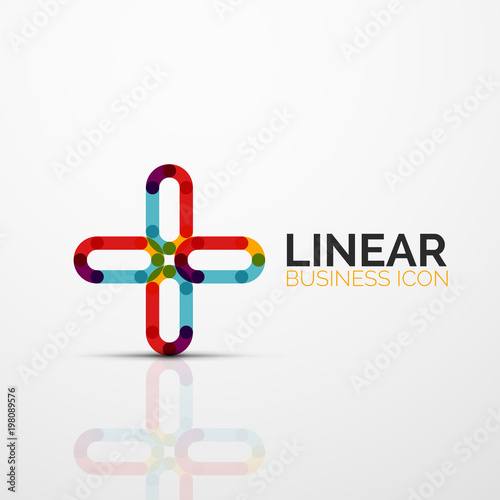 Abstract flower or star minimalistic linear icon, thin line geometric flat symbol for business icon design, abstract button or emblem