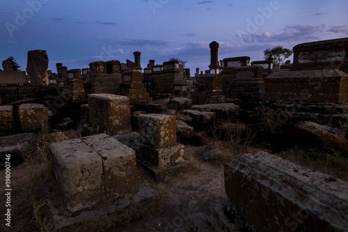 Historical cemetery of Noratus in Armenia, near the Lake Sevan