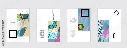 Set of artistic abstract universal card templates
