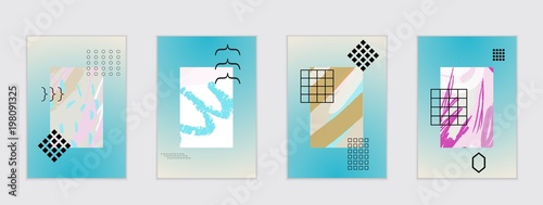 Set of artistic abstract universal card templates