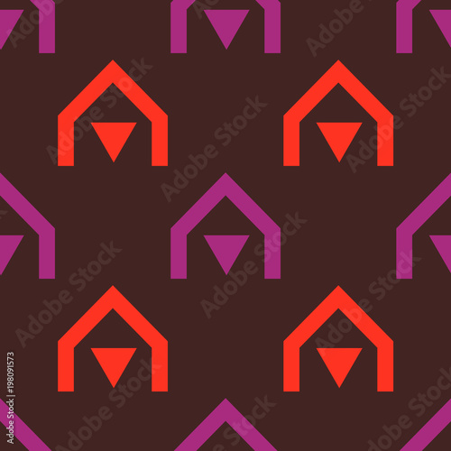 Native village seamless pattern. Strict line geometric pattern for your design.