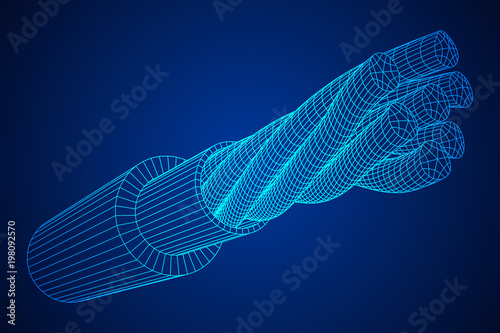 Electrical cable cleared wire. Wireframe low poly mesh vector illustration