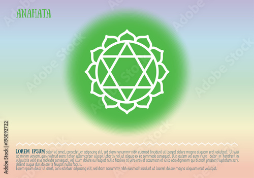 Anahata chakra. Presentation template, yoga poster, banner