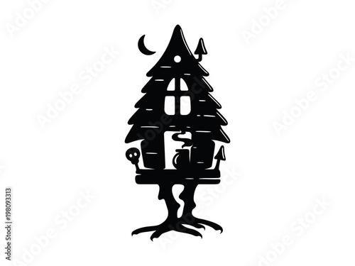 modern professional logo emblem dark hut folk tales