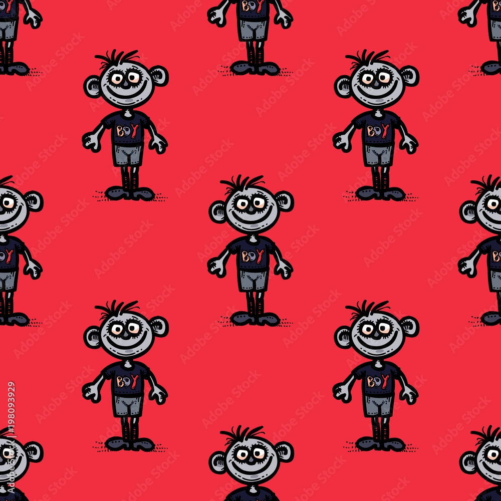 Fototapeta premium Funny boy seamless pattern. Original design for print or digital media.
