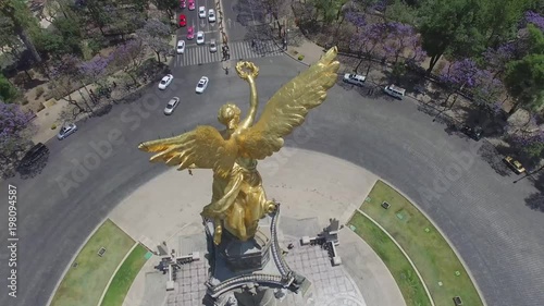 Aerial shot of the Angel de la Independencia in Mexico City