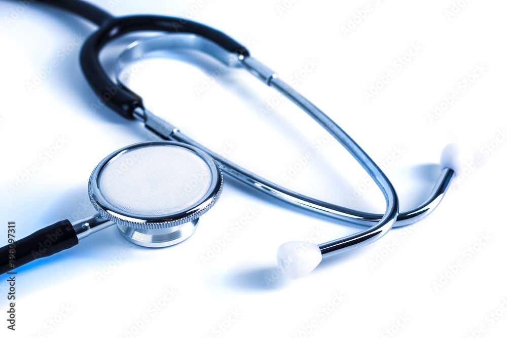 Stethoscope (phonendoscope) isolated on white background, medical equipment