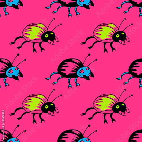 Funky bug seamless pattern. Original design for print or digital media. © lkeskinen
